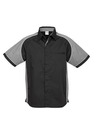 Biz Collection-Biz Collection Mens Nitro Shirt-Black / Grey / White / S-Uniform Wholesalers - 8
