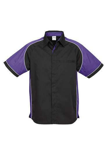 Biz Collection-Biz Collection Mens Nitro Shirt-Black / Purple / White / S-Uniform Wholesalers - 2
