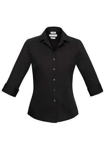 Biz Collection-Biz Collection Verve Ladies 3/4 Sleeve Shirt-Black / 6-Corporate Apparel Online - 2