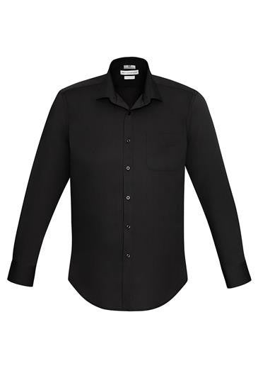 Biz Collection-Biz Collection Verve Mens Long Sleeve Shirt-Black / S-Uniform Wholesalers - 1